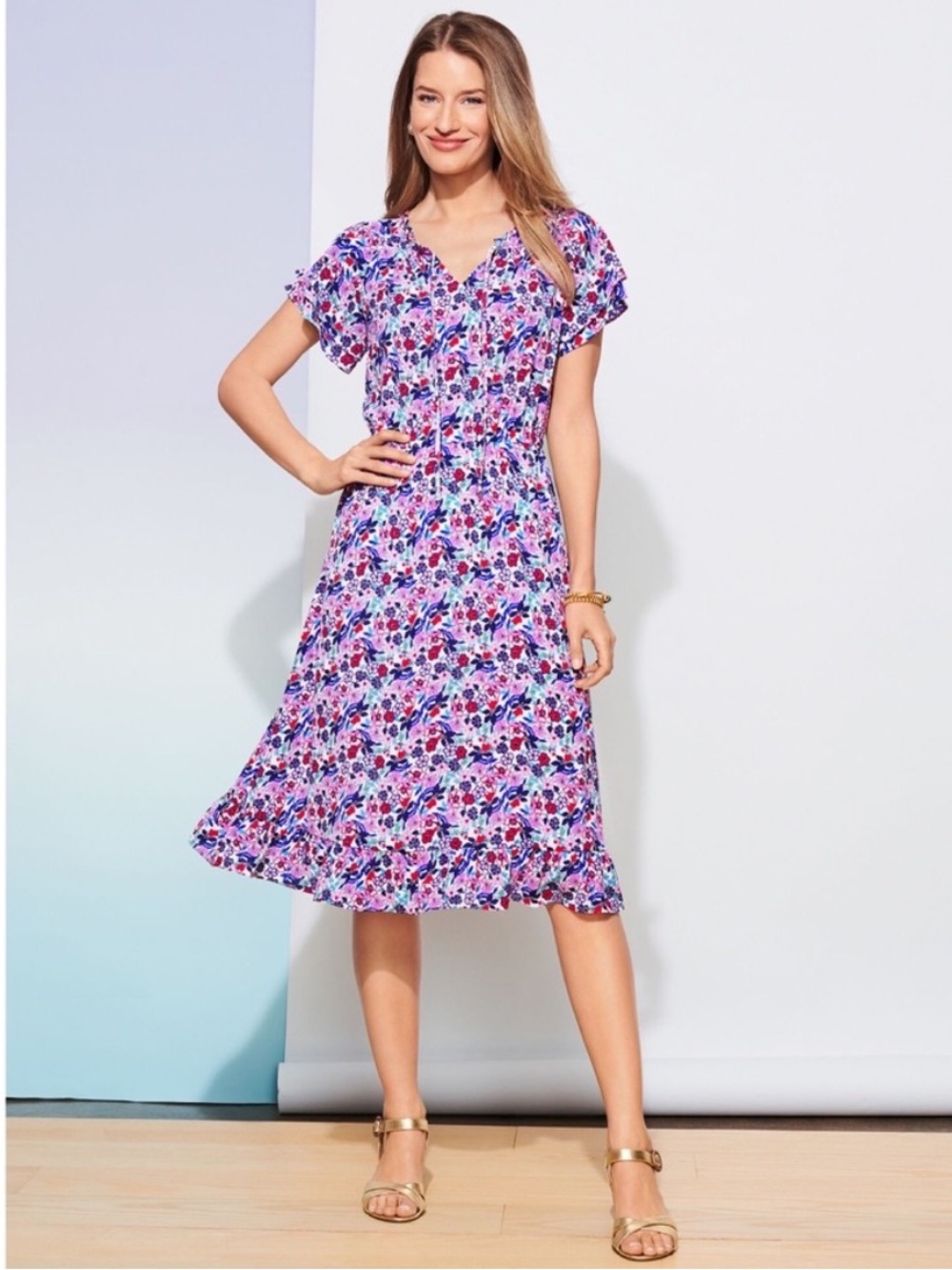 Talbots Paradise Floral Popover Dress NWT 8